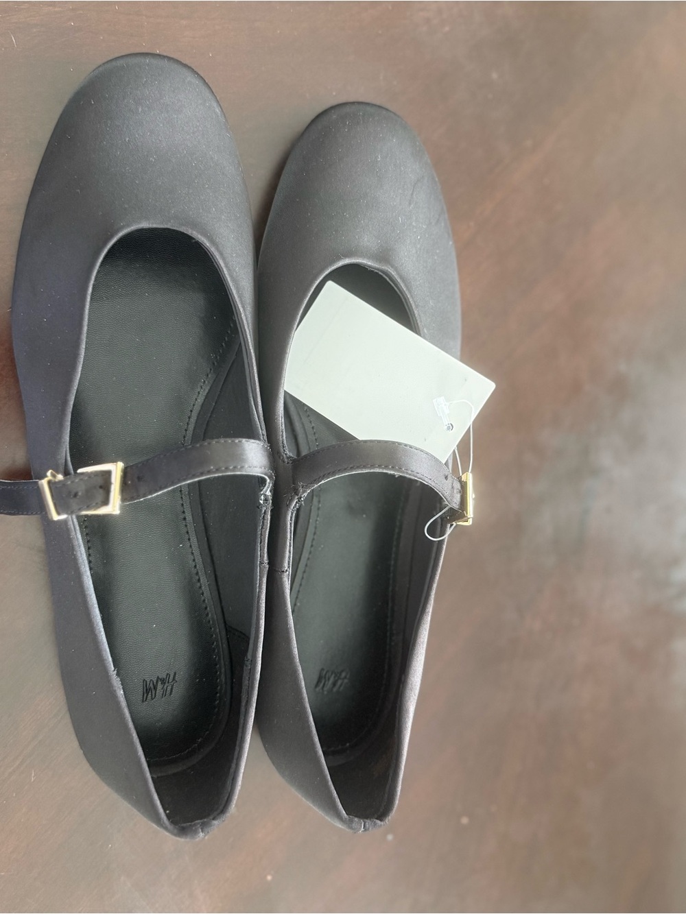 H&M Black Mary Jane Flats with Gold Buckles